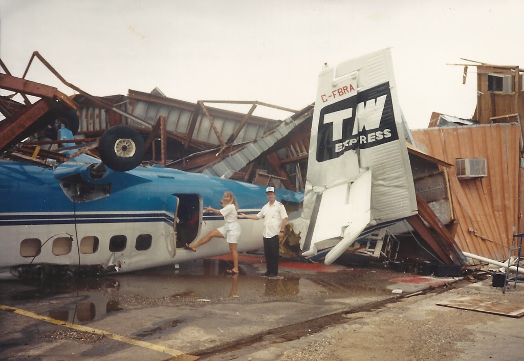 Cap'n Aux and his Twin Otter, totaled by Hurricane Hugo